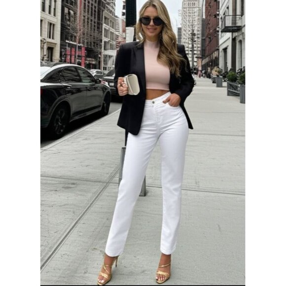 Banana Republic White Low Rise Twee Relaxed Trouser Women's Size 25 - Picture 8 of 16